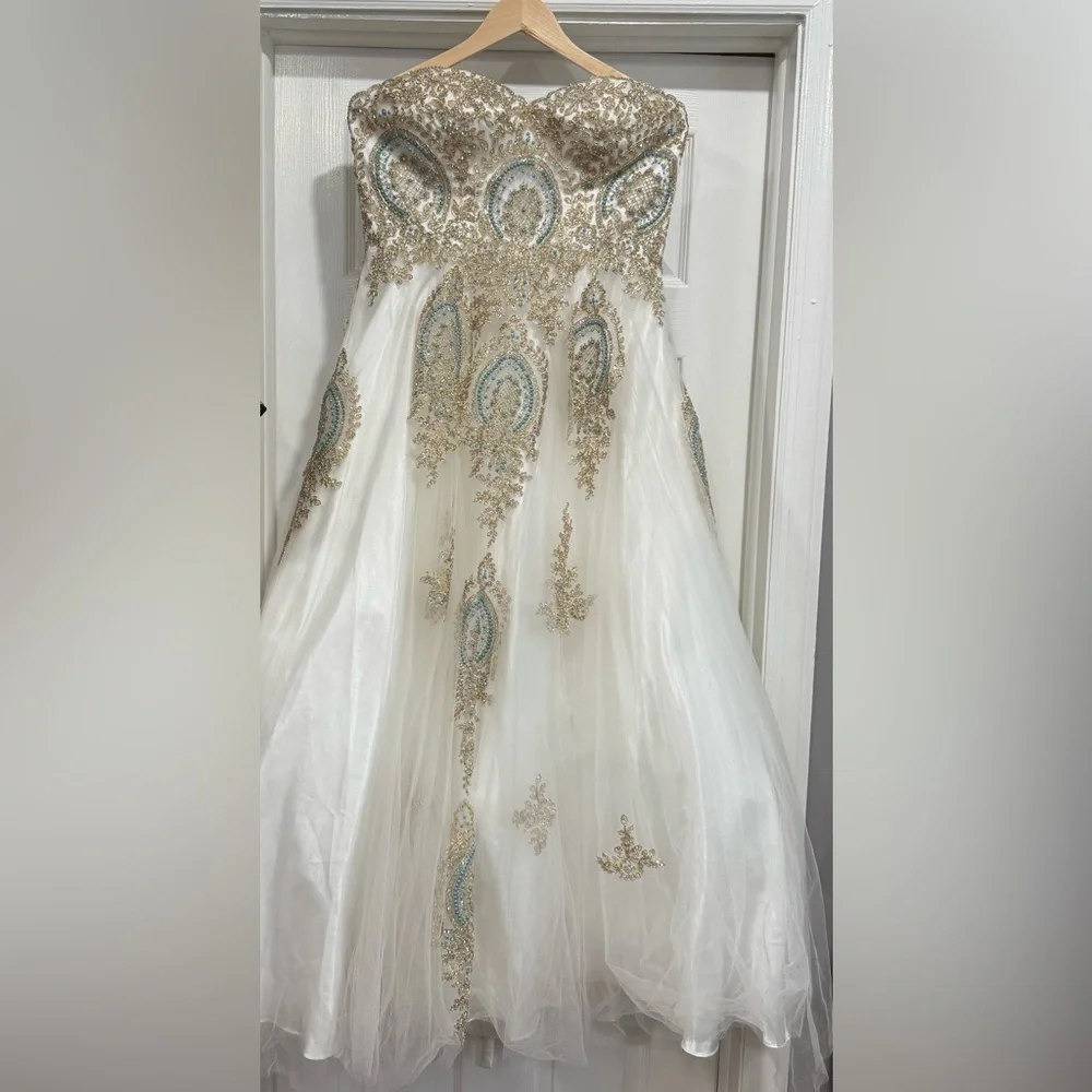 Camille La Vie White and Gold Maxi Dress - Picture 1 of 8